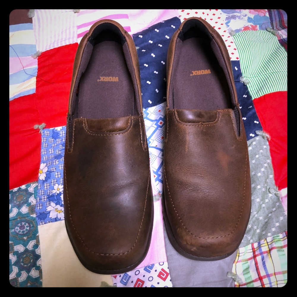 Steel toed slip ons